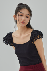 Julianna Eyelet Cap Sleeve Top